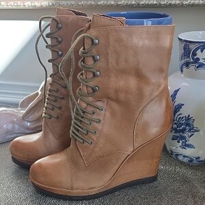 Vince Camuto Tan Wedge Boots- Never Worn!